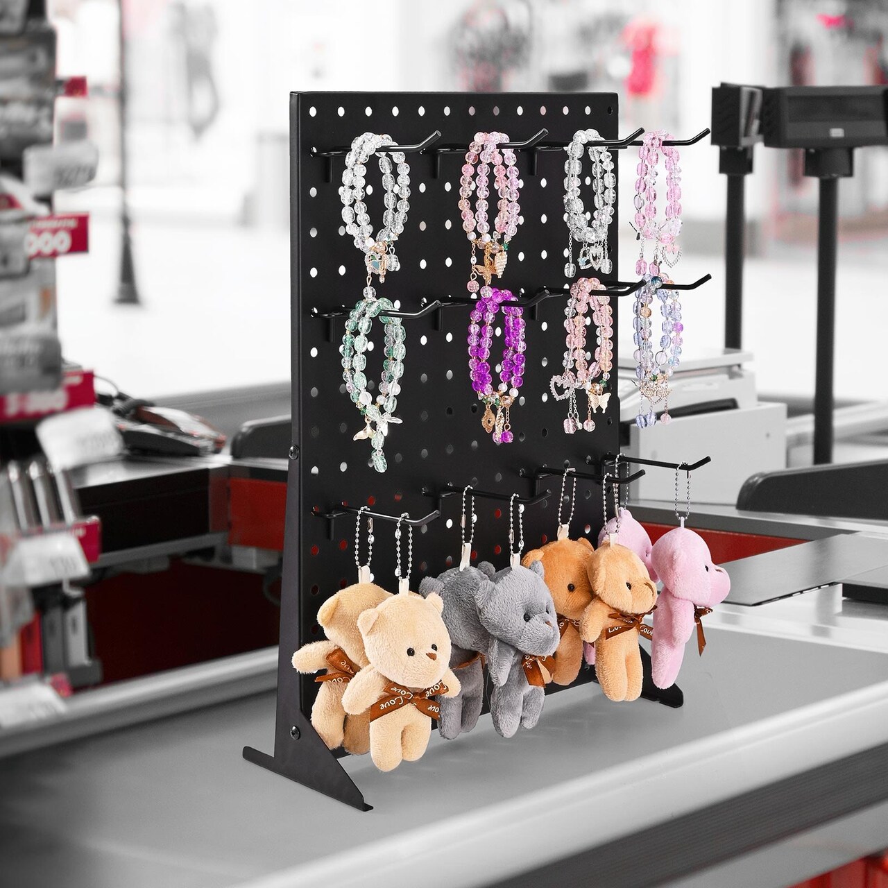 Tabletop Pegboard Display 17 x 13 in with 15 Hooks for Jewelry Shop